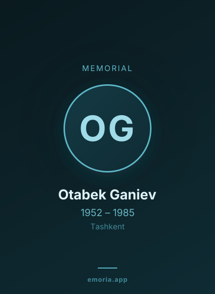 Memorial portrait of Otabek Ganiev