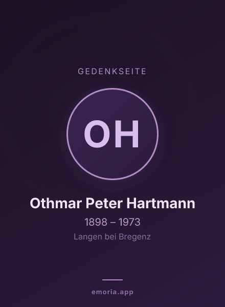 Gedenkportrait von Othmar Peter Hartmann
