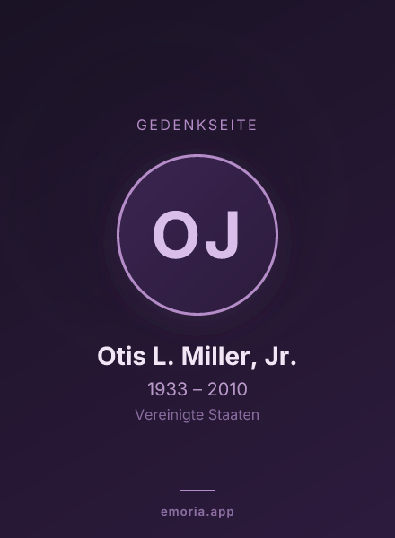 Gedenkportrait von Otis L. Miller, Jr.