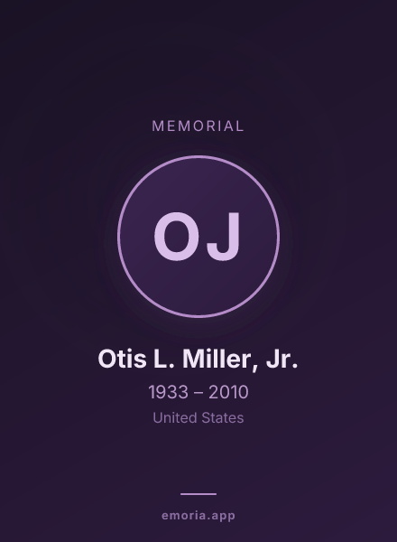 Memorial portrait of Otis L. Miller, Jr.