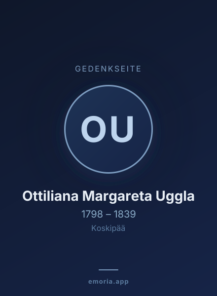 Gedenkportrait von Ottiliana Margareta Uggla