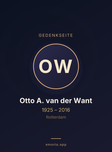 Gedenkportrait von Otto A. van der Want