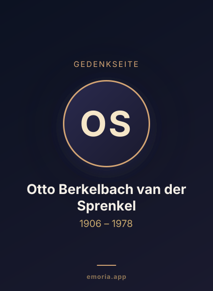 Gedenkportrait von Otto Berkelbach van der Sprenkel