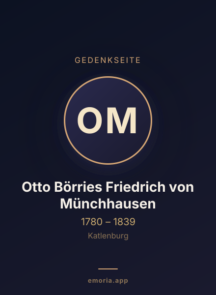 Gedenkportrait von Otto Börries Friedrich von Münchhausen