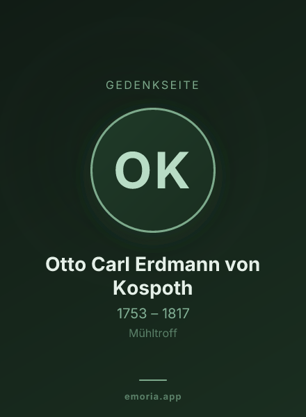 Gedenkportrait von Otto Carl Erdmann von Kospoth