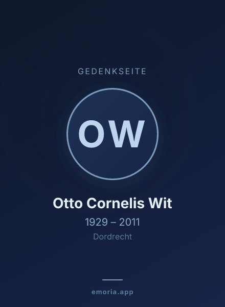 Gedenkportrait von Otto Cornelis Wit