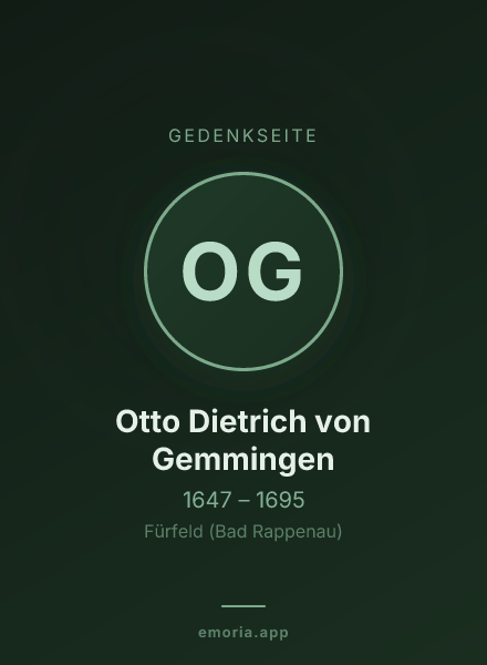 Gedenkportrait von Otto Dietrich von Gemmingen