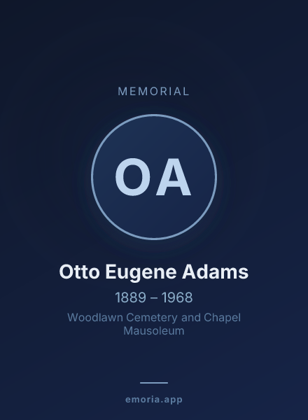 Memorial portrait of Otto Eugene Adams