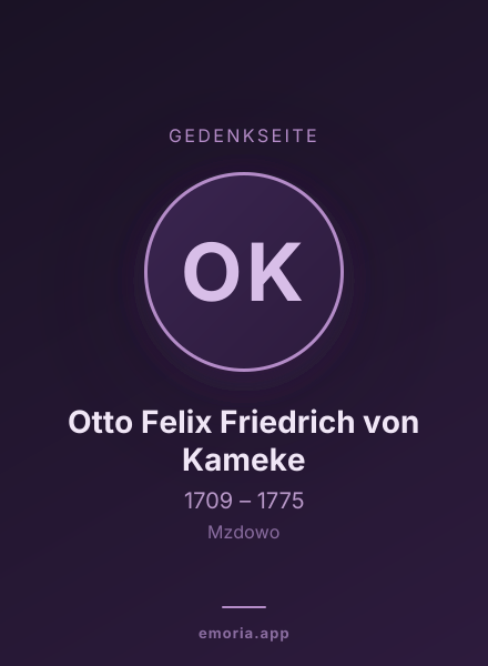 Gedenkportrait von Otto Felix Friedrich von Kameke