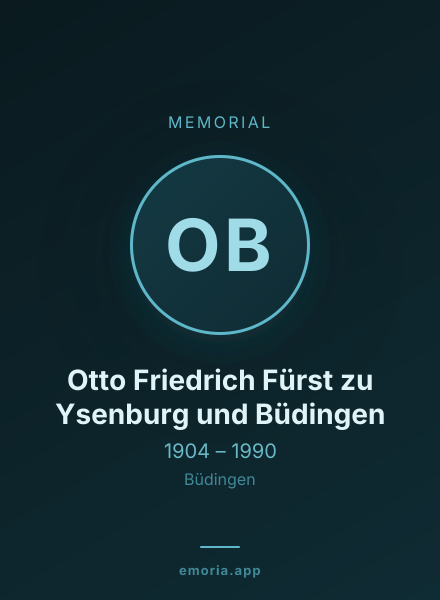 Memorial portrait of Otto Friedrich Fürst zu Ysenburg und Büdingen