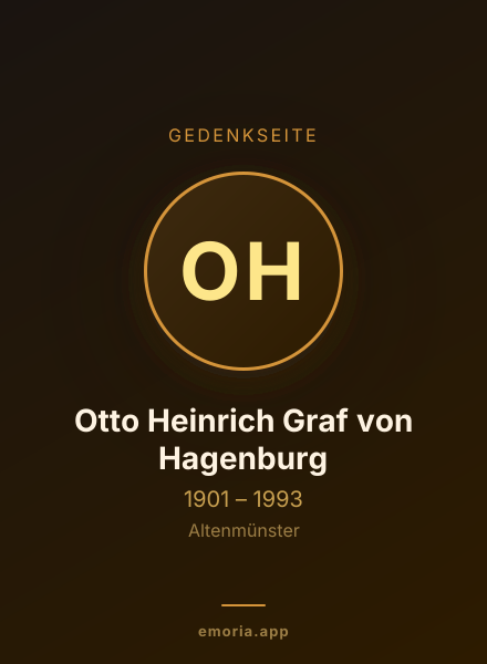 Gedenkportrait von Otto Heinrich Graf von Hagenburg