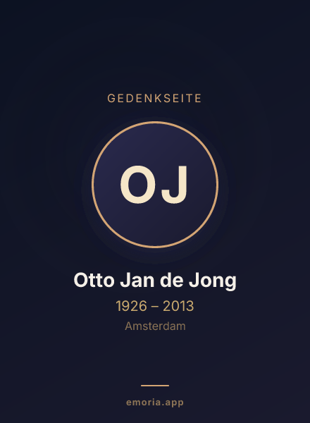 Gedenkportrait von Otto Jan de Jong