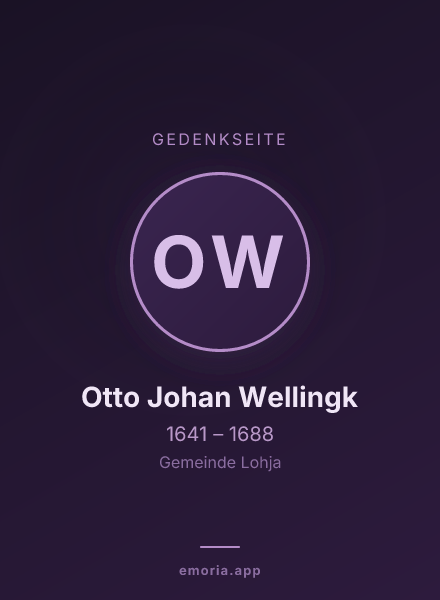 Gedenkportrait von Otto Johan Wellingk