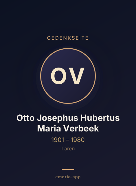 Gedenkportrait von Otto Josephus Hubertus Maria Verbeek