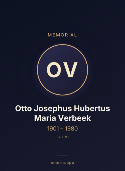 Memorial portrait of Otto Josephus Hubertus Maria Verbeek
