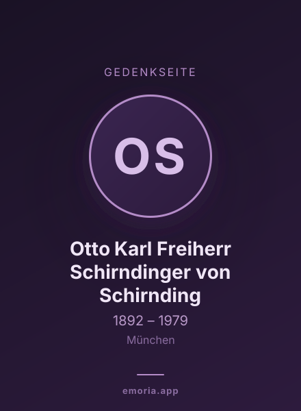 Gedenkportrait von Otto Karl Freiherr Schirndinger von Schirnding