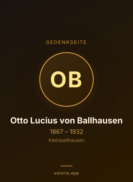 Gedenkportrait von Otto Lucius von Ballhausen