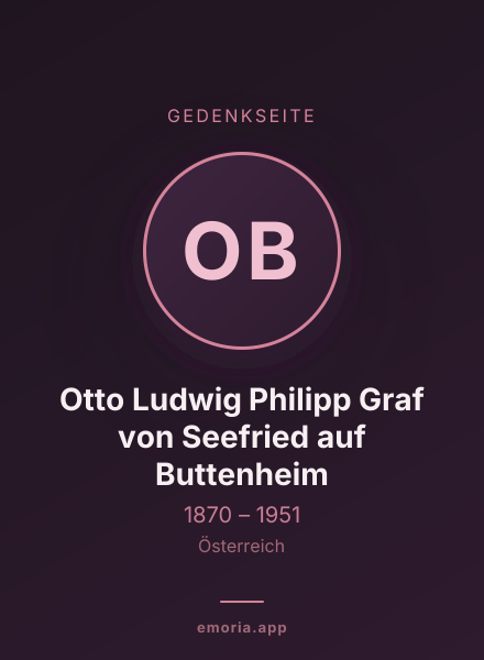 Gedenkportrait von Otto Ludwig Philipp Graf von Seefried auf Buttenheim