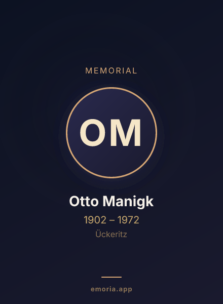 Memorial portrait of Otto Manigk