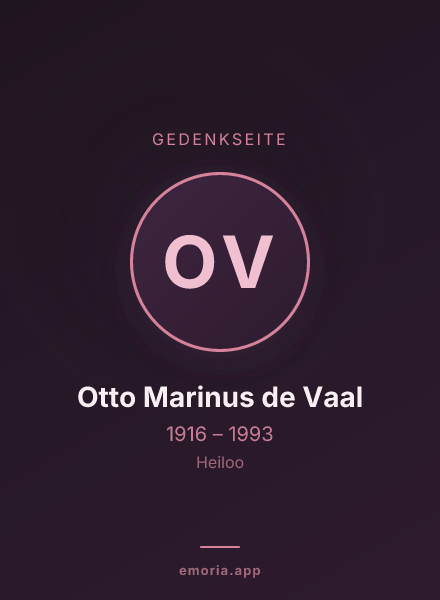 Gedenkportrait von Otto Marinus de Vaal