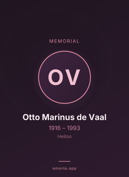 Memorial portrait of Otto Marinus de Vaal