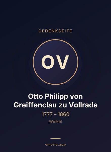 Gedenkportrait von Otto Philipp von Greiffenclau zu Vollrads