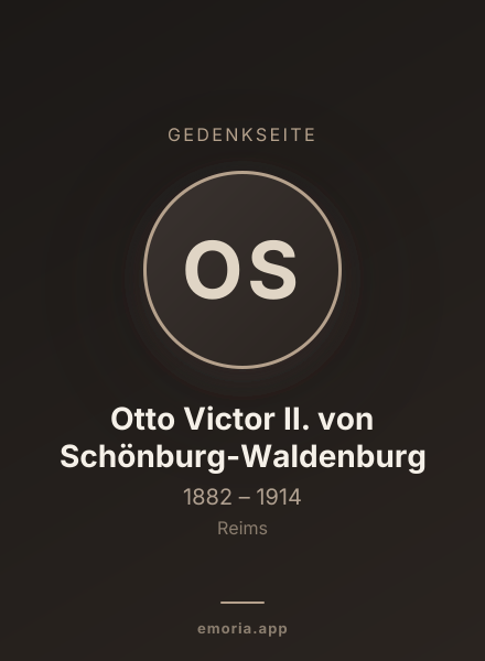 Gedenkportrait von Otto Victor II. von  Schönburg-Waldenburg