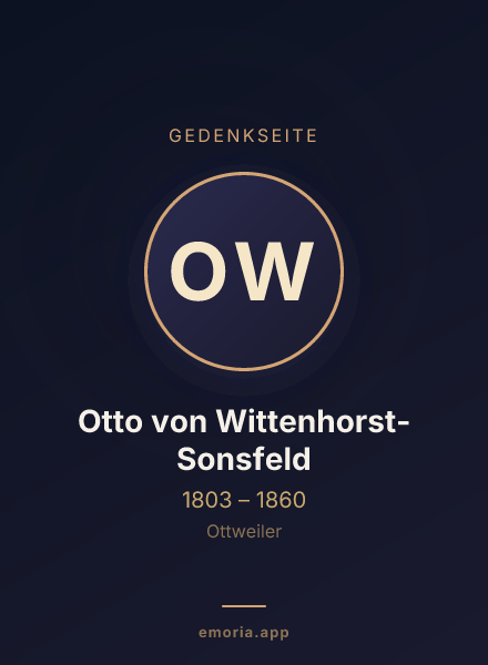 Gedenkportrait von Otto von Wittenhorst-Sonsfeld