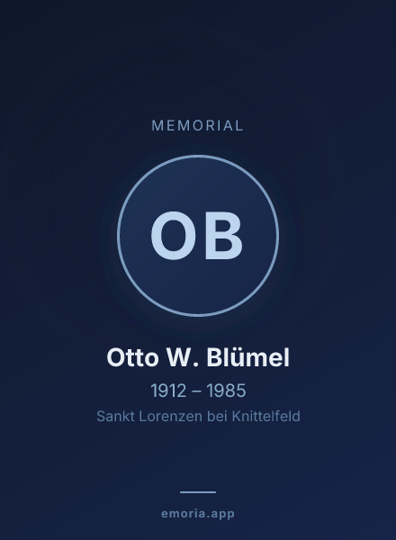 Memorial portrait of Otto W. Blümel