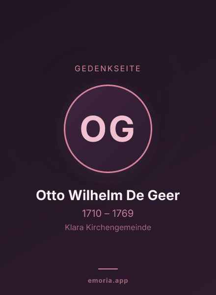 Gedenkportrait von Otto Wilhelm De Geer