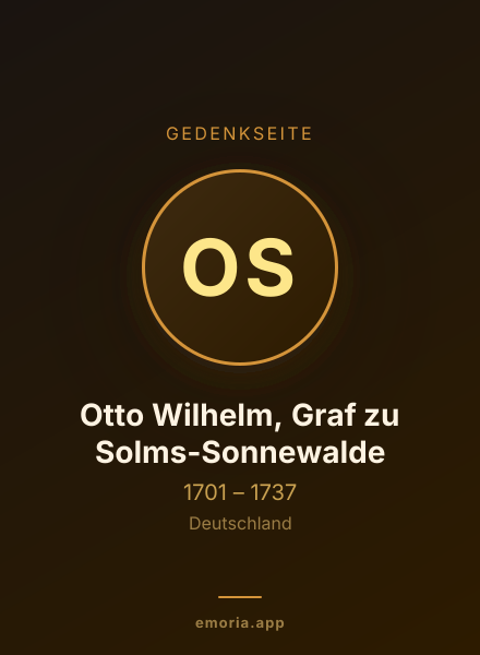 Gedenkportrait von Otto Wilhelm, Graf zu Solms-Sonnewalde