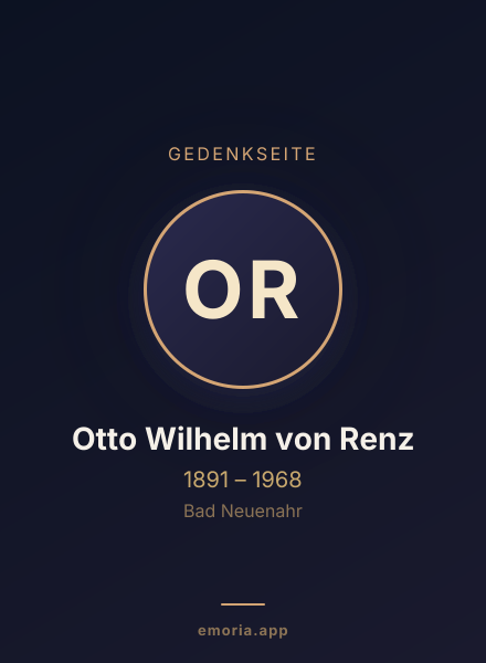 Gedenkportrait von Otto Wilhelm von Renz
