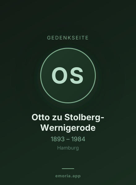 Gedenkportrait von Otto zu Stolberg-Wernigerode