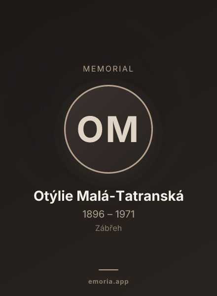 Memorial portrait of Otýlie Malá-Tatranská