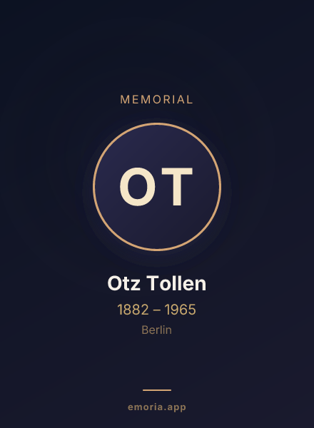 Memorial portrait of Otz Tollen