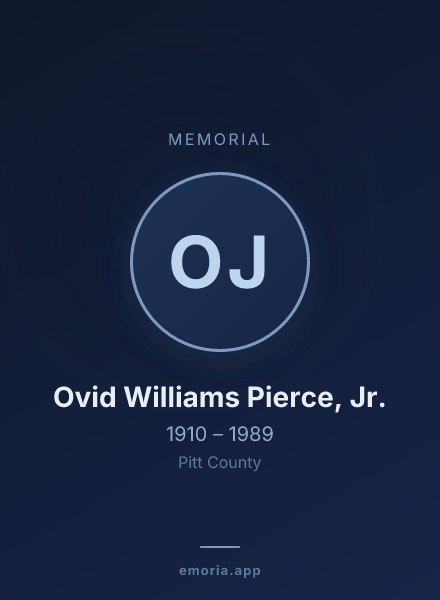 Memorial portrait of Ovid Williams Pierce, Jr.