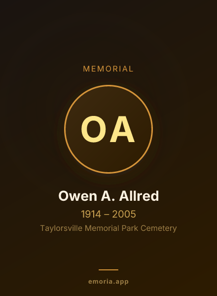 Memorial portrait of Owen A. Allred