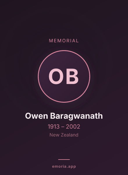Memorial portrait of Owen Baragwanath