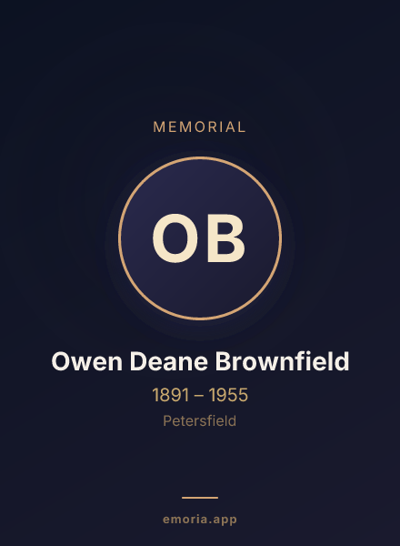 Memorial portrait of Owen Deane Brownfield