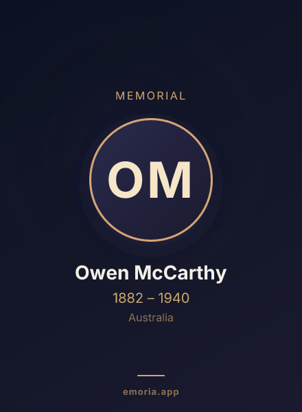 Memorial portrait of Owen McCarthy