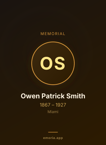 Memorial portrait of Owen Patrick Smith