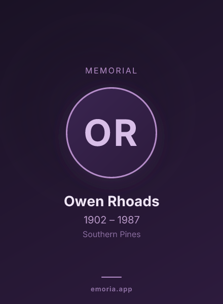 Memorial portrait of Owen Rhoads