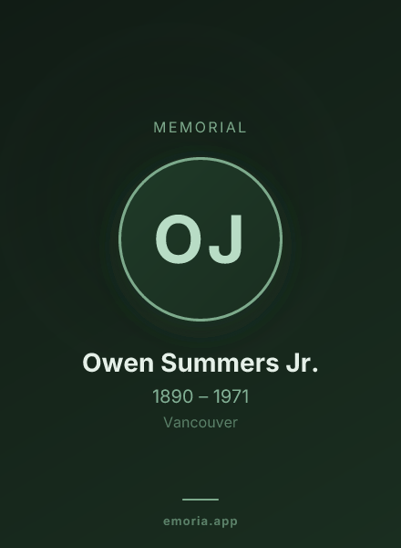 Memorial portrait of Owen Summers Jr.