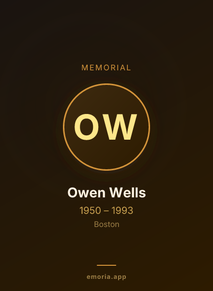 Memorial portrait of Owen Wells