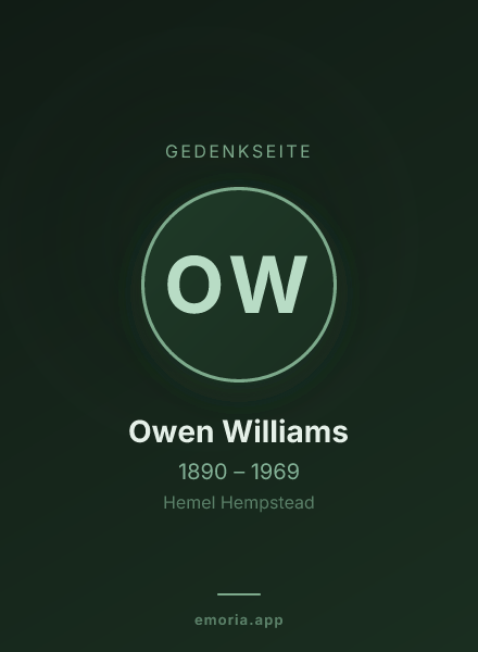 Gedenkportrait von Owen Williams