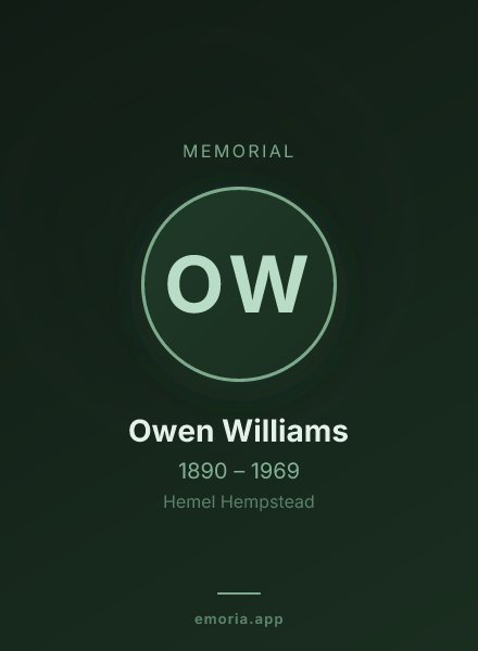 Memorial portrait of Owen Williams