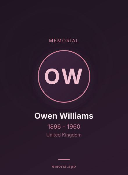 Memorial portrait of Owen Williams