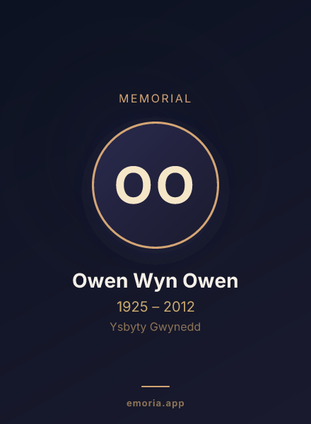 Memorial portrait of Owen Wyn Owen