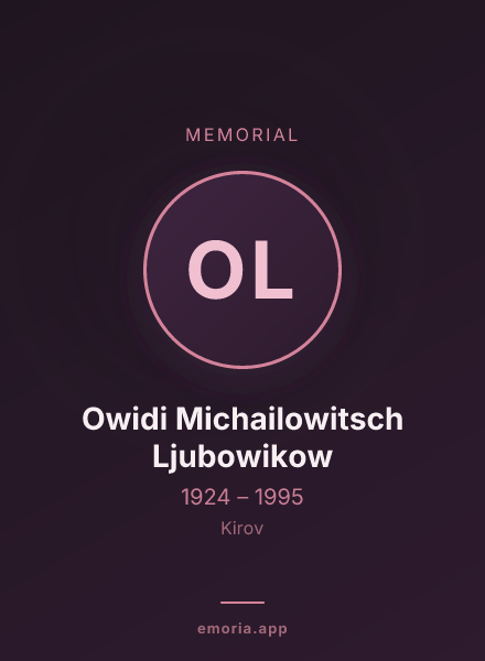 Memorial portrait of Owidi Michailowitsch Ljubowikow