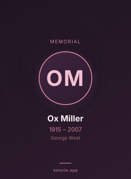 Memorial portrait of Ox Miller